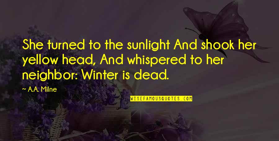 The Winter Quotes By A.A. Milne: She turned to the sunlight And shook her