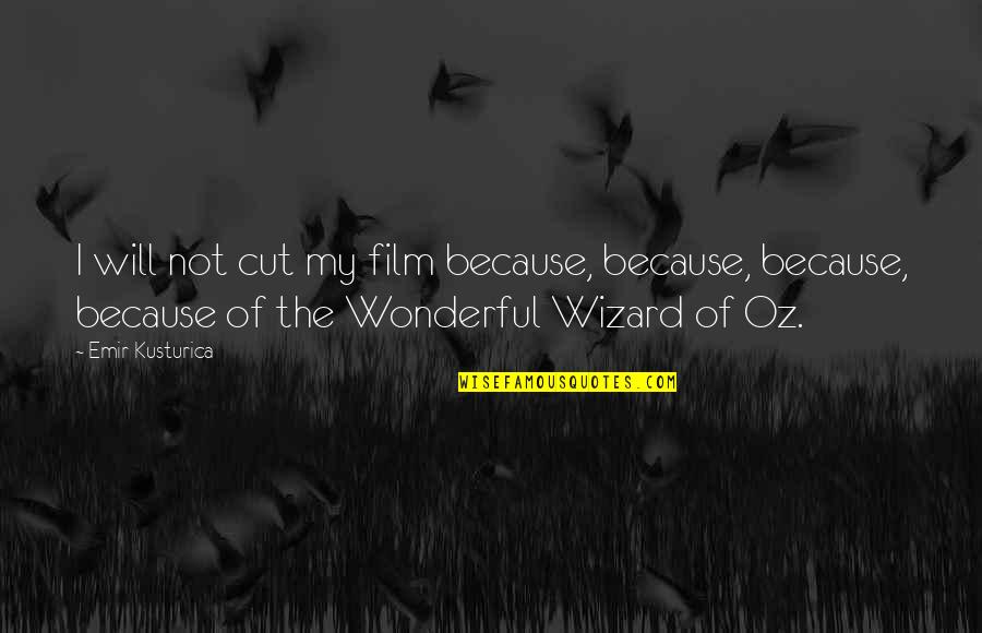 The Wizard In The Wonderful Wizard Of Oz Quotes By Emir Kusturica: I will not cut my film because, because,