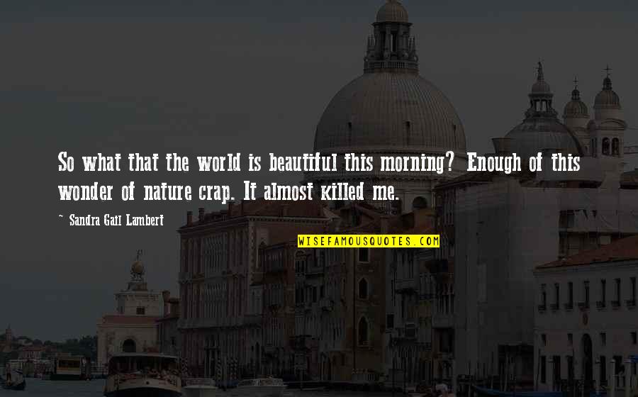 The Wonder Of Nature Quotes By Sandra Gail Lambert: So what that the world is beautiful this The Wonder Of Nature Quotes By Sandra Gail Lambert: So what that the world is beautiful this