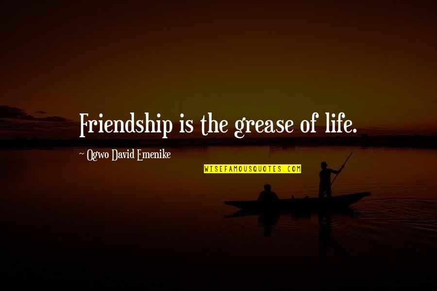 The Wonder Spot Quotes By Ogwo David Emenike: Friendship is the grease of life. The Wonder Spot Quotes By Ogwo David Emenike: Friendship is the grease of life.
