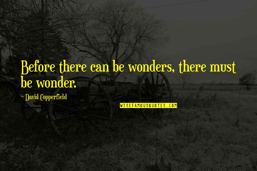 The Wonders Of Nature Quotes By David Copperfield: Before there can be wonders, there must be