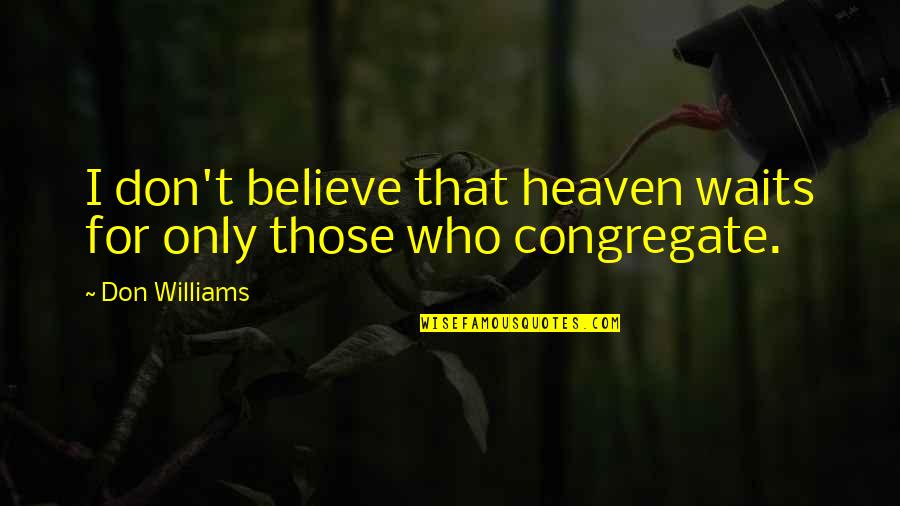 The Wonders Of The Universe Quotes By Don Williams: I don't believe that heaven waits for only