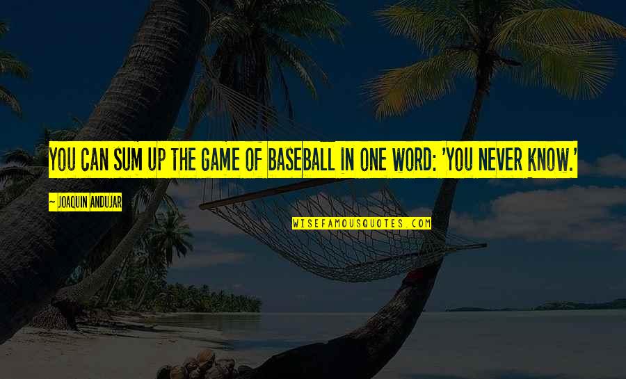 The Word Never Quotes By Joaquin Andujar: You can sum up the game of baseball