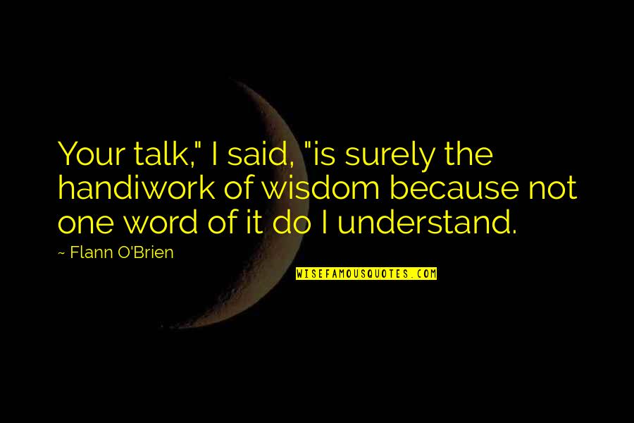 The Word Of Wisdom Quotes By Flann O'Brien: Your talk," I said, "is surely the handiwork