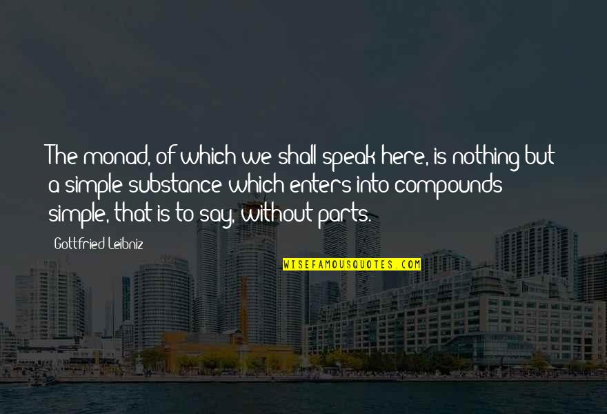 The Words We Speak Quotes By Gottfried Leibniz: The monad, of which we shall speak here,