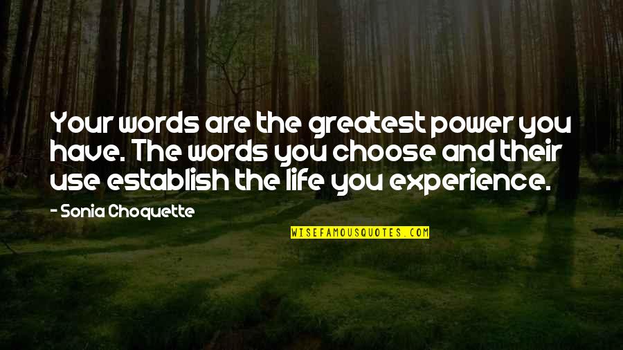 The Words You Choose Quotes By Sonia Choquette: Your words are the greatest power you have.