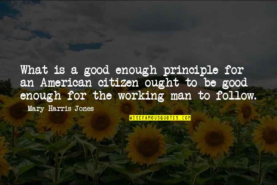 The Working Man Quotes By Mary Harris Jones: What is a good enough principle for an