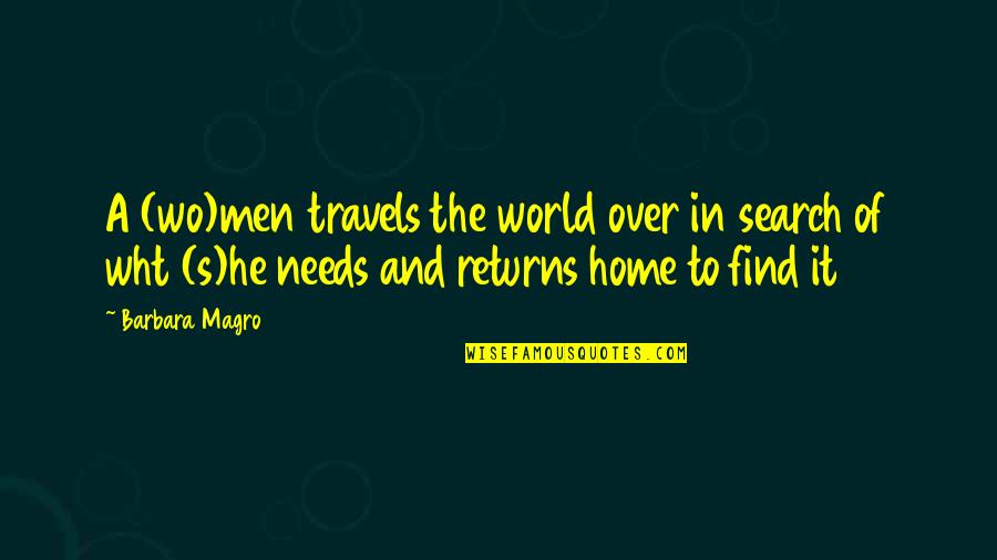 The World And Home Quotes By Barbara Magro: A (wo)men travels the world over in search