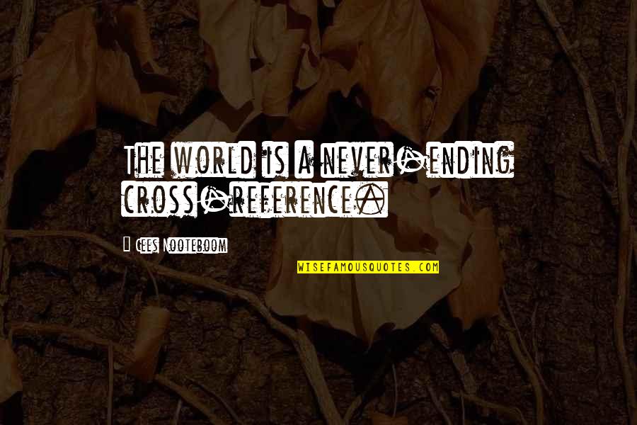 The World Ending Quotes By Cees Nooteboom: The world is a never-ending cross-reference. The World Ending Quotes By Cees Nooteboom: The world is a never-ending cross-reference.