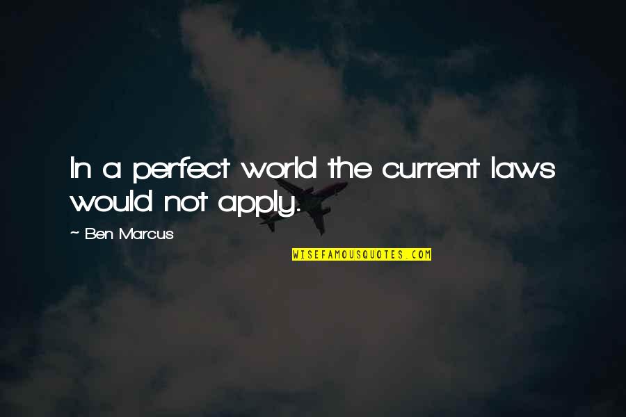 The World Is Not Perfect Quotes By Ben Marcus: In a perfect world the current laws would