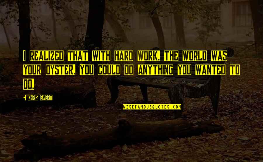 The World Is Your Oyster Quotes By Chris Evert: I realized that with hard work, the world The World Is Your Oyster Quotes By Chris Evert: I realized that with hard work, the world