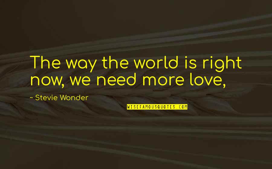 The World Needs Love Quotes By Stevie Wonder: The way the world is right now, we