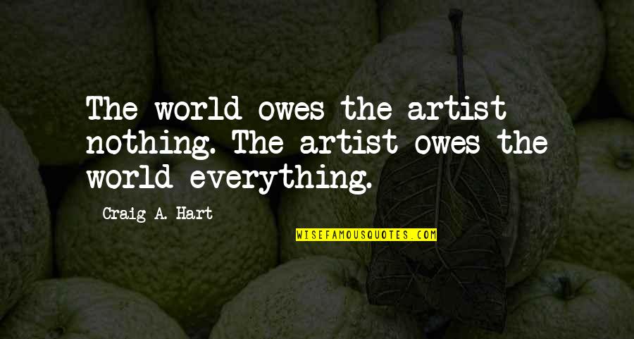 The World Owes You Nothing Quotes By Craig A. Hart: The world owes the artist nothing. The artist