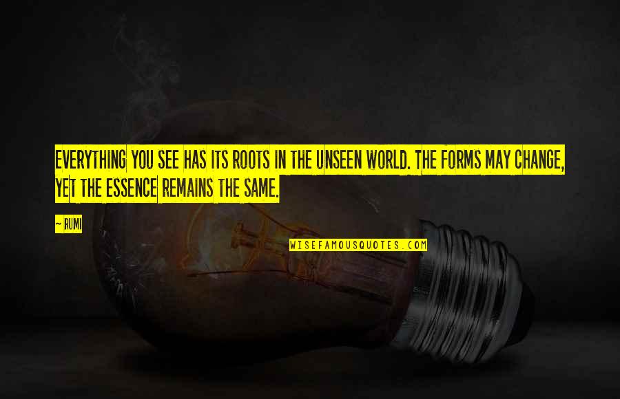 The World Unseen Quotes By Rumi: Everything you see has its roots in the