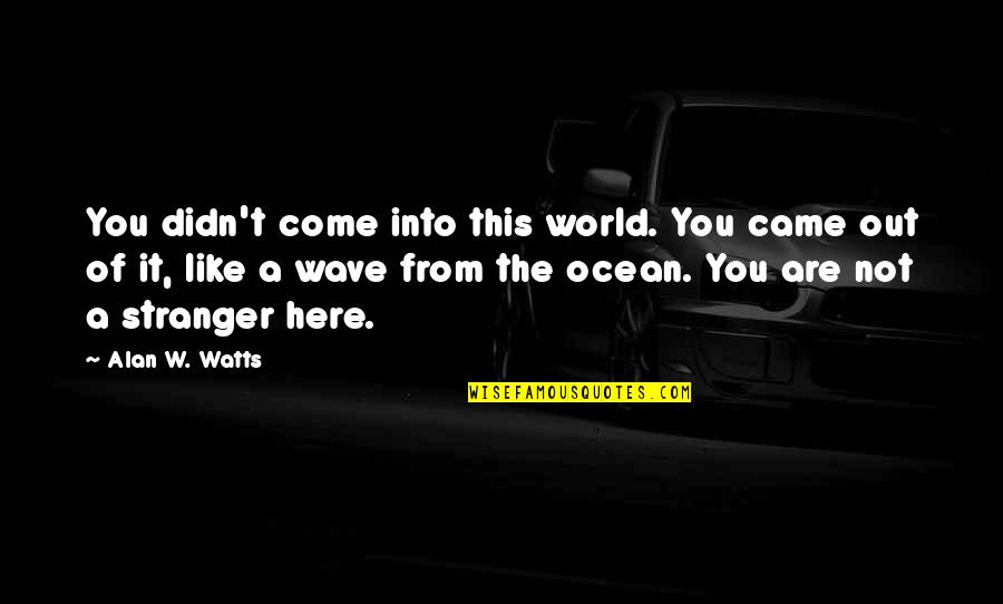 The World You Come From Quotes By Alan W. Watts: You didn't come into this world. You came