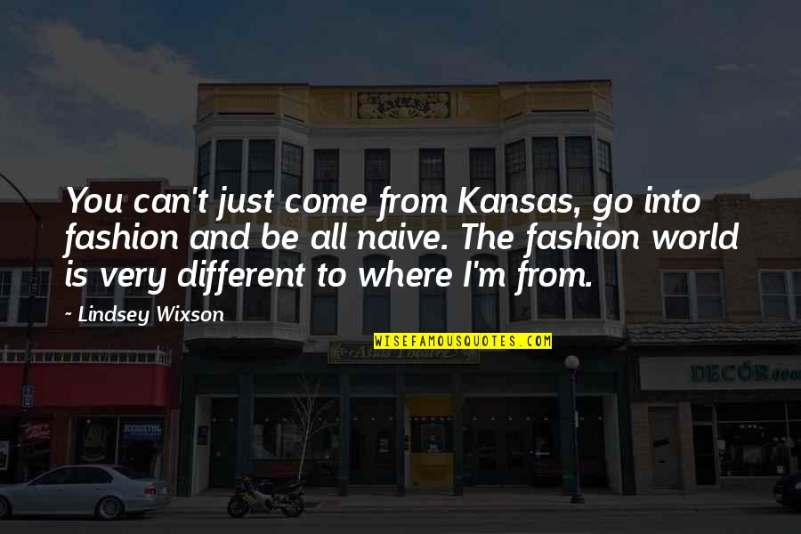 The World You Come From Quotes By Lindsey Wixson: You can't just come from Kansas, go into
