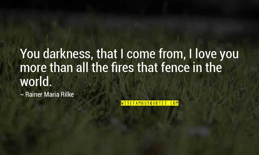 The World You Come From Quotes By Rainer Maria Rilke: You darkness, that I come from, I love
