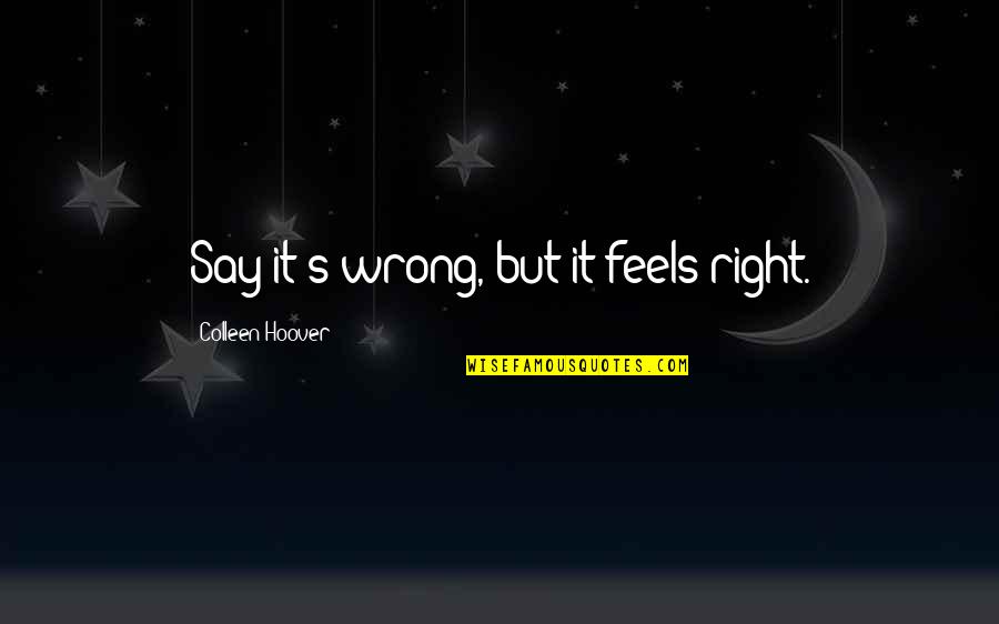 The Wrong Feels Right Quotes By Colleen Hoover: Say it's wrong, but it feels right.
