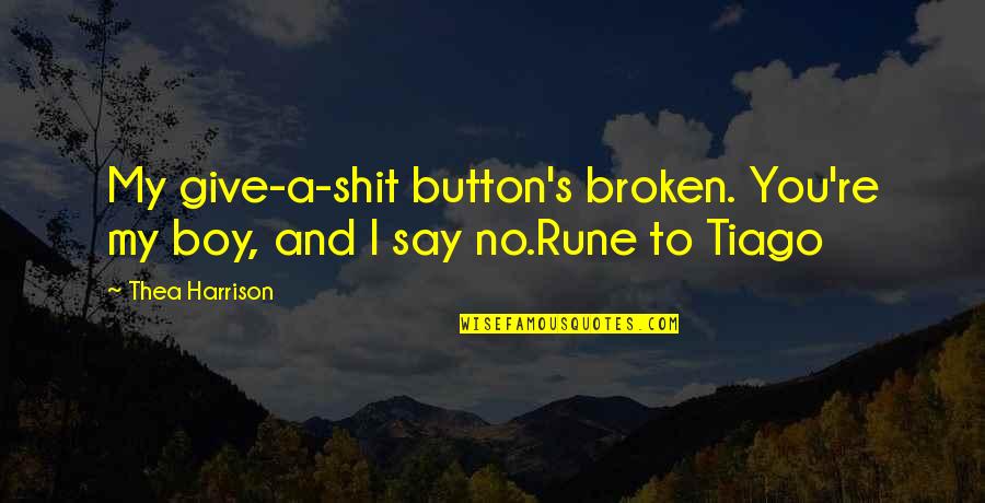 Thea Harrison Quotes By Thea Harrison: My give-a-shit button's broken. You're my boy, and
