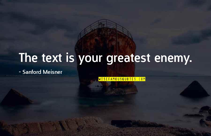 Theater And Acting Quotes By Sanford Meisner: The text is your greatest enemy.