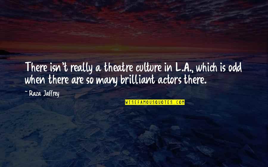 Theatre And Culture Quotes By Raza Jaffrey: There isn't really a theatre culture in L.A.,
