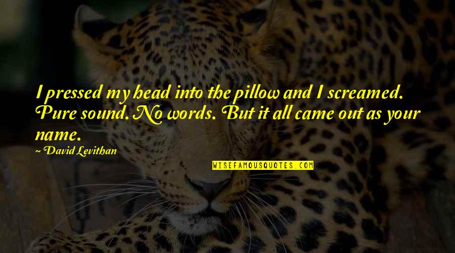 Thebabelexperiment Quotes By David Levithan: I pressed my head into the pillow and Thebabelexperiment Quotes By David Levithan: I pressed my head into the pillow and