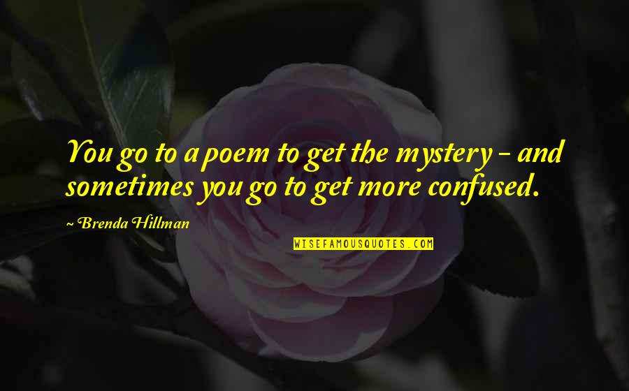 Theiner Pfarrkirchen Quotes By Brenda Hillman: You go to a poem to get the