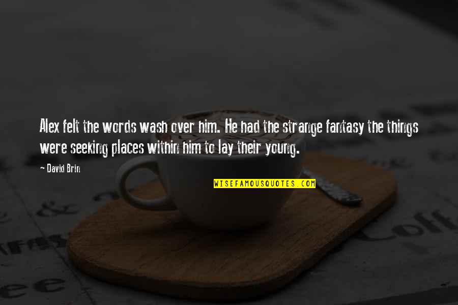 Their Fantasy Quotes By David Brin: Alex felt the words wash over him. He Their Fantasy Quotes By David Brin: Alex felt the words wash over him. He