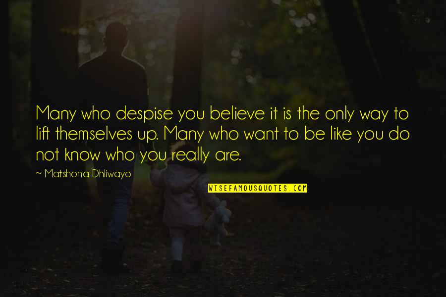 Theirself Def Quotes By Matshona Dhliwayo: Many who despise you believe it is the