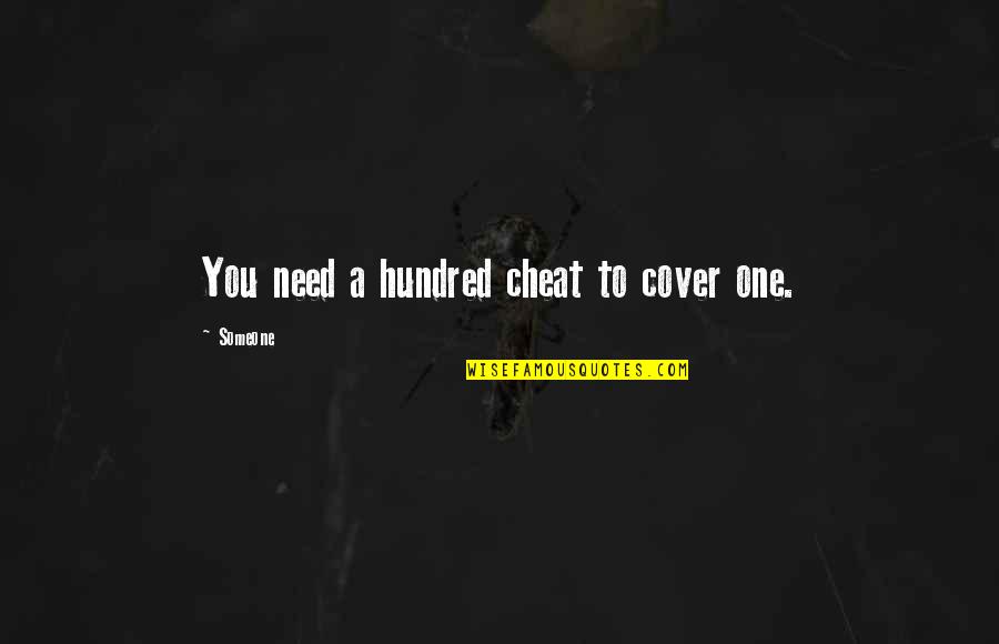 Theldurin Quotes By Someone: You need a hundred cheat to cover one. Theldurin Quotes By Someone: You need a hundred cheat to cover one.