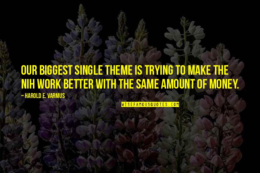 Theme With Quotes By Harold E. Varmus: Our biggest single theme is trying to make