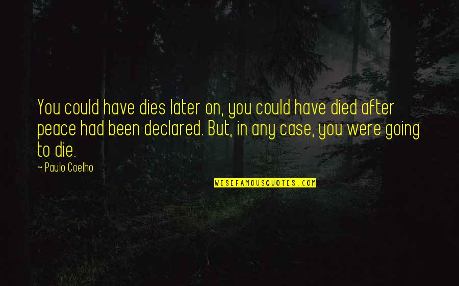 Themistoklis And Evelyn Quotes By Paulo Coelho: You could have dies later on, you could Themistoklis And Evelyn Quotes By Paulo Coelho: You could have dies later on, you could