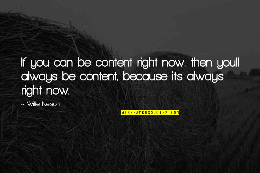 Then Now Always Quotes By Willie Nelson: If you can be content right now, then