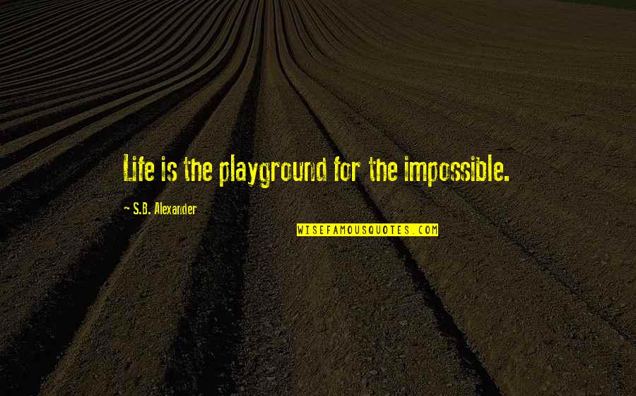 Thensls Quotes By S.B. Alexander: Life is the playground for the impossible. Thensls Quotes By S.B. Alexander: Life is the playground for the impossible.