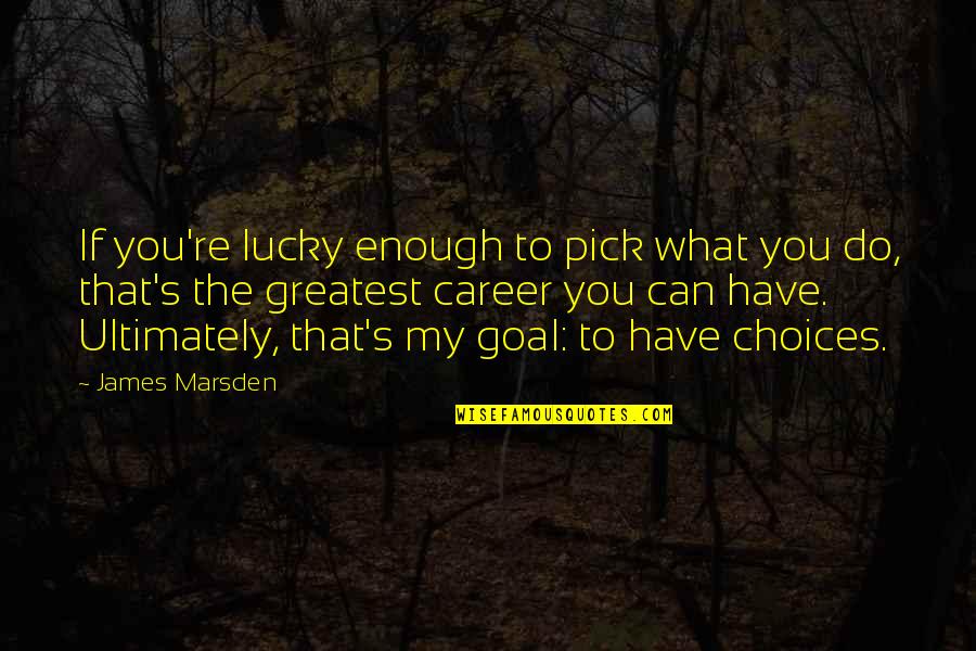 Theocentric Quotes By James Marsden: If you're lucky enough to pick what you