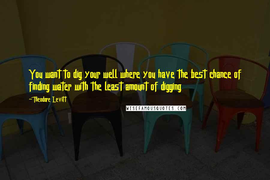 Theodore Levitt quotes: You want to dig your well where you have the best chance of finding water with the least amount of digging