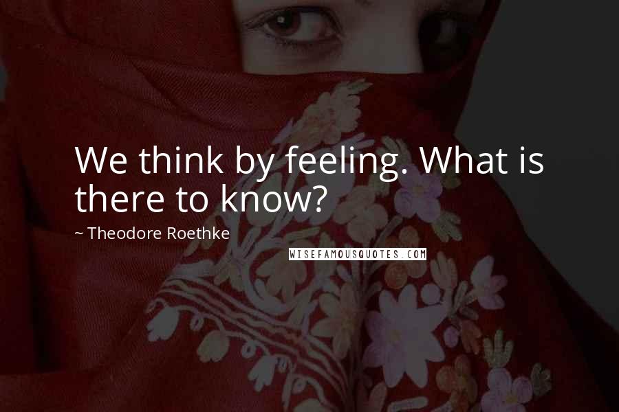 Theodore Roethke quotes: We think by feeling. What is there to know?