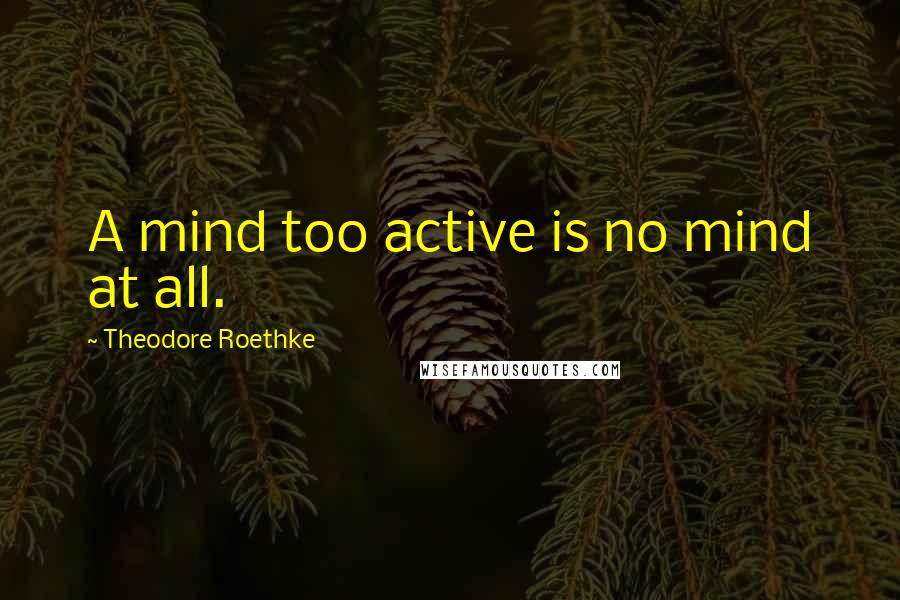 Theodore Roethke quotes: A mind too active is no mind at all.