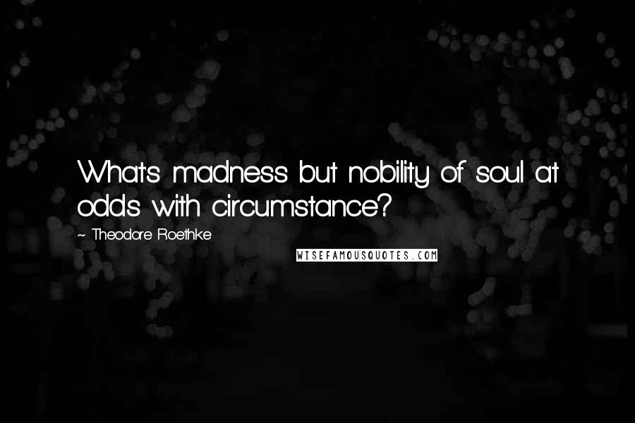 Theodore Roethke quotes: What's madness but nobility of soul at odds with circumstance?