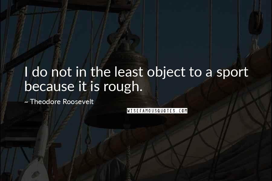 Theodore Roosevelt quotes: I do not in the least object to a sport because it is rough.