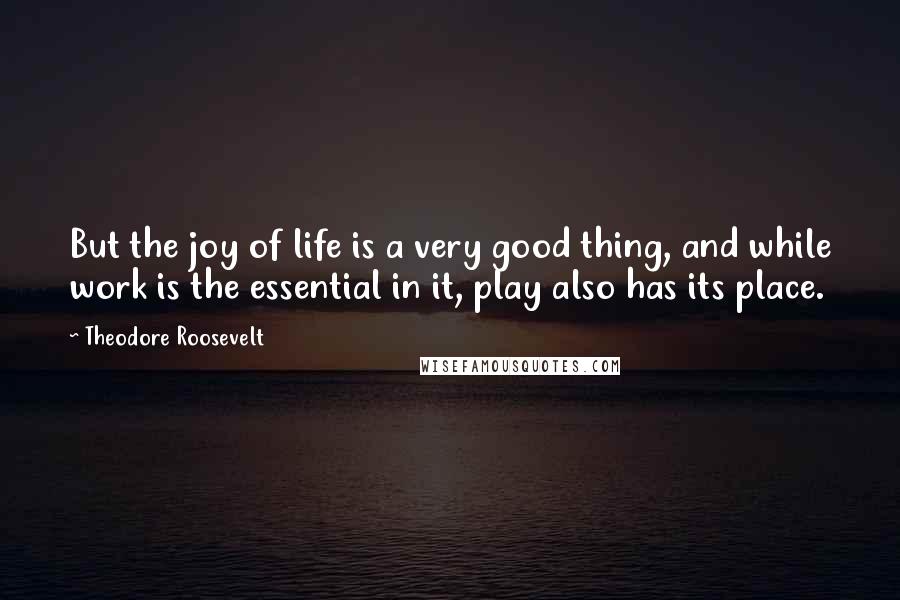 Theodore Roosevelt quotes: But the joy of life is a very good thing, and while work is the essential in it, play also has its place.