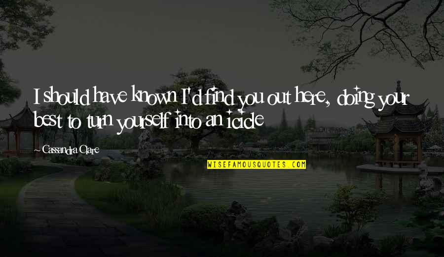 Theofrastous Quotes By Cassandra Clare: I should have known I'd find you out