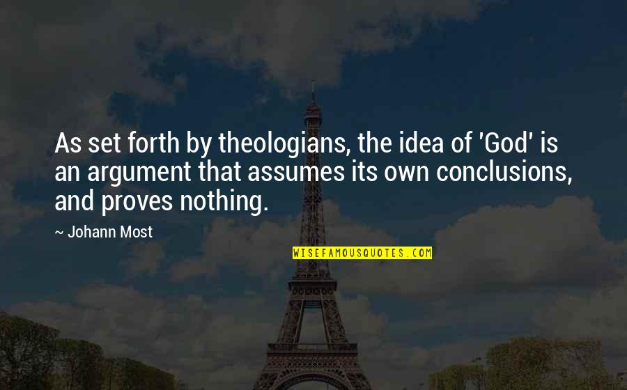 Theologians Quotes By Johann Most: As set forth by theologians, the idea of