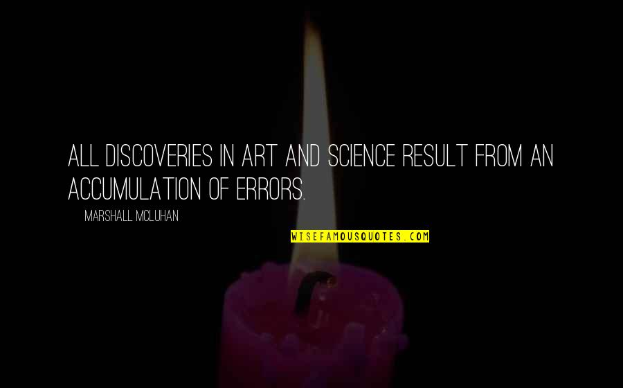 Theology Of Art Quotes By Marshall McLuhan: All discoveries in art and science result from