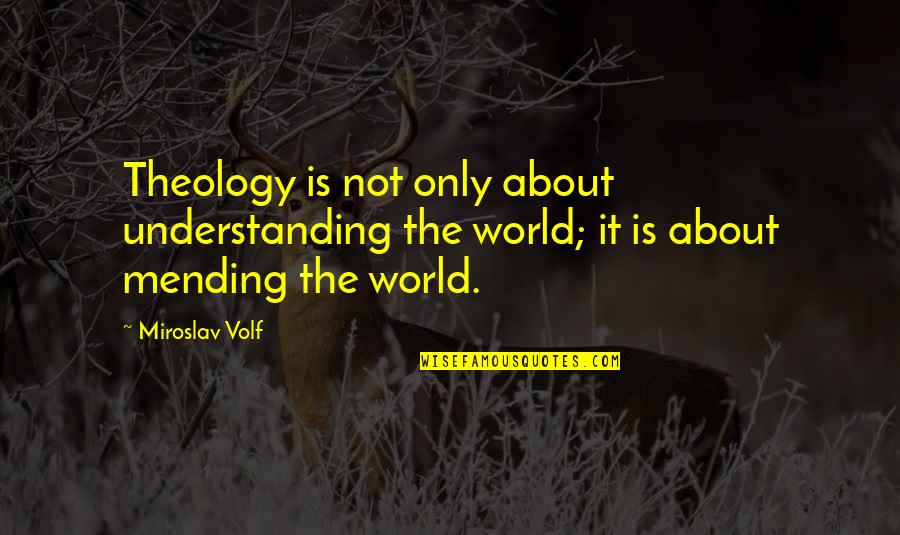 Theology's Quotes By Miroslav Volf: Theology is not only about understanding the world;