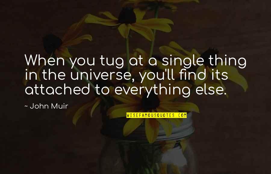 Theonomy's Quotes By John Muir: When you tug at a single thing in Theonomy's Quotes By John Muir: When you tug at a single thing in