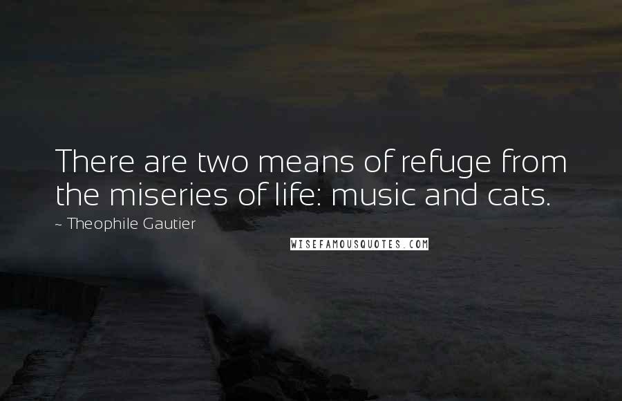 Theophile Gautier quotes: There are two means of refuge from the miseries of life: music and cats.