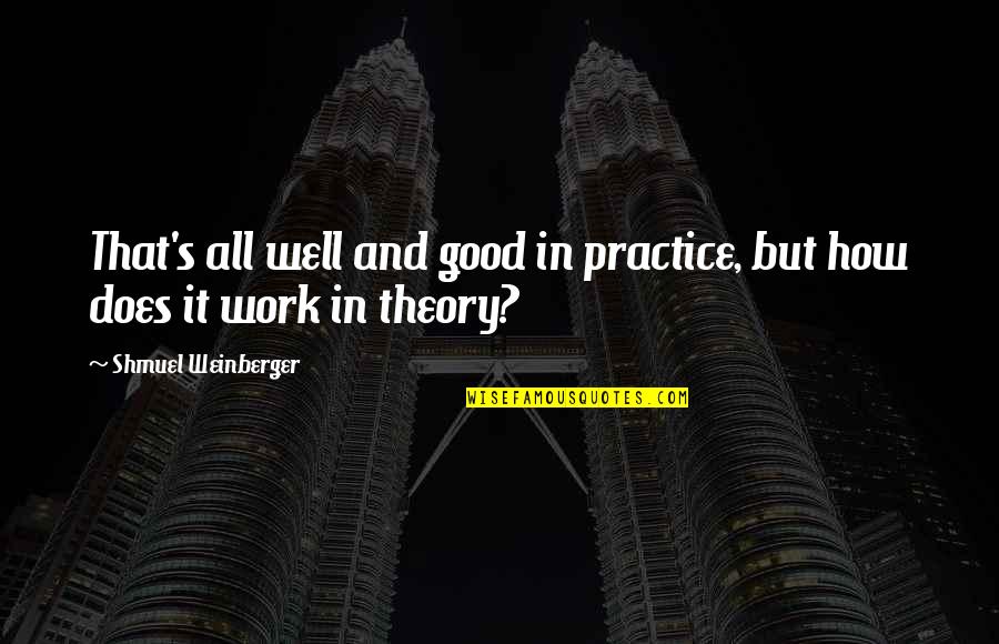 Theory And Practice Quotes By Shmuel Weinberger: That's all well and good in practice, but