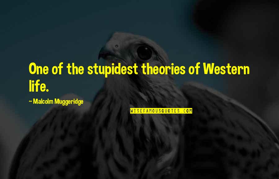 Theory Of Evolution Quotes By Malcolm Muggeridge: One of the stupidest theories of Western life.