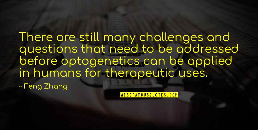 Therapeutic Quotes By Feng Zhang: There are still many challenges and questions that